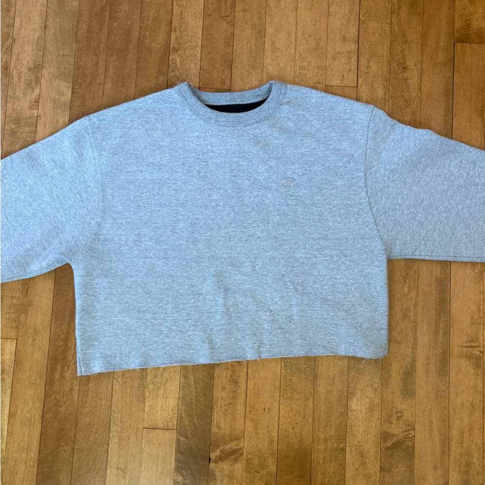 Champion Light Gray Women's Crew Neck Sweater- Cropped